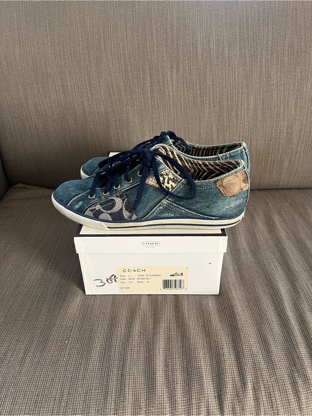 Coach Denim Patchwork Low-Top Sneakers in Blue